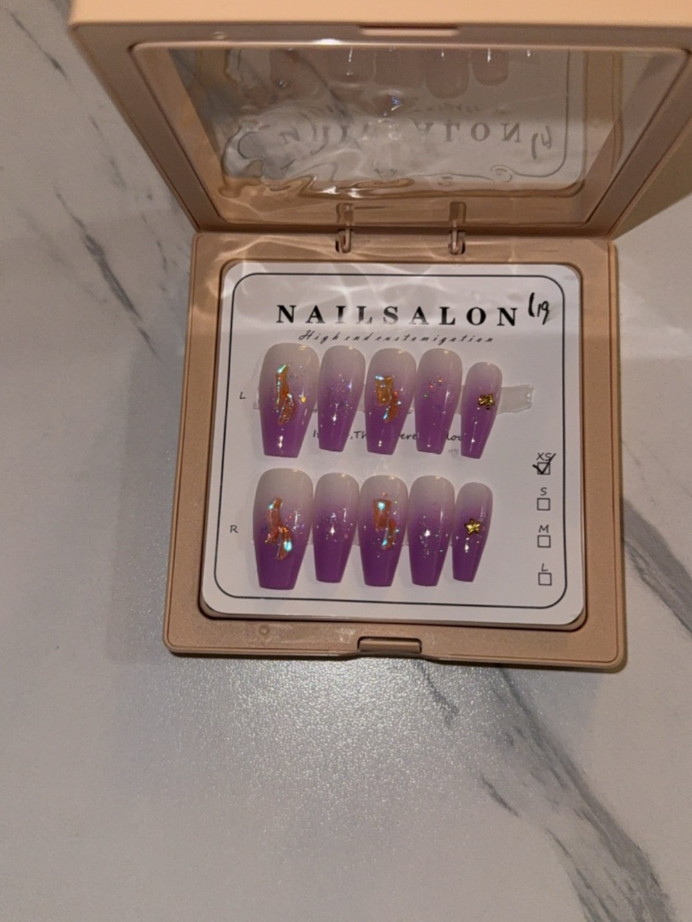 Purple Star Accent Press-On Nails - Size XS - 10pcs - Picture 3 of 3